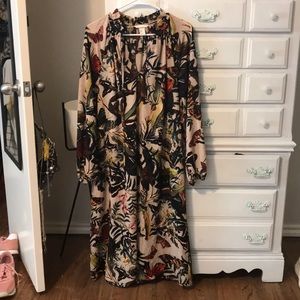 Balloon sleeve floral maxi dress